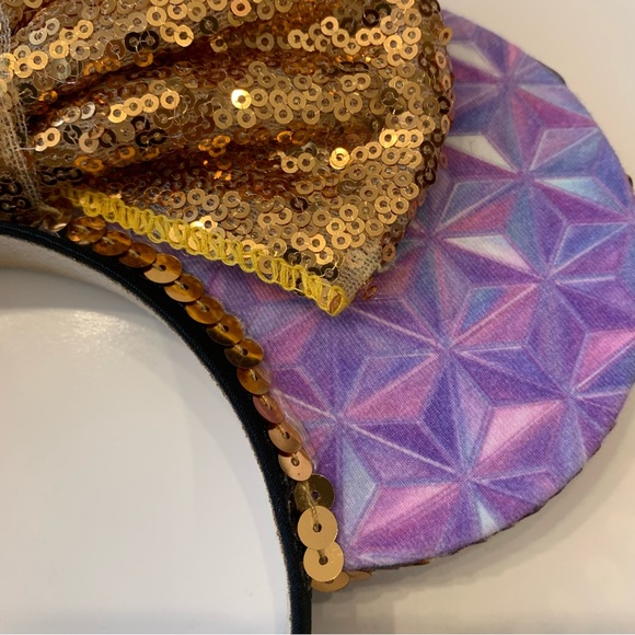 Purple and gold sequin Minnie Mouse Ears Disney - Picture 2 of 4